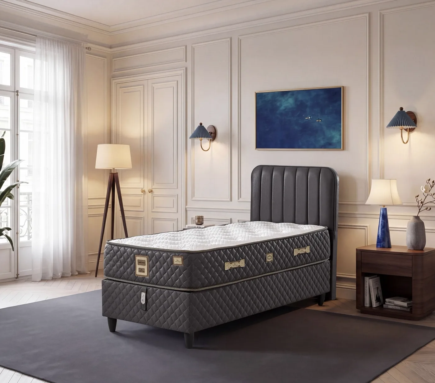 Oslo 90x200 Single Mattress, Divan Base, Headboard Set EY3022