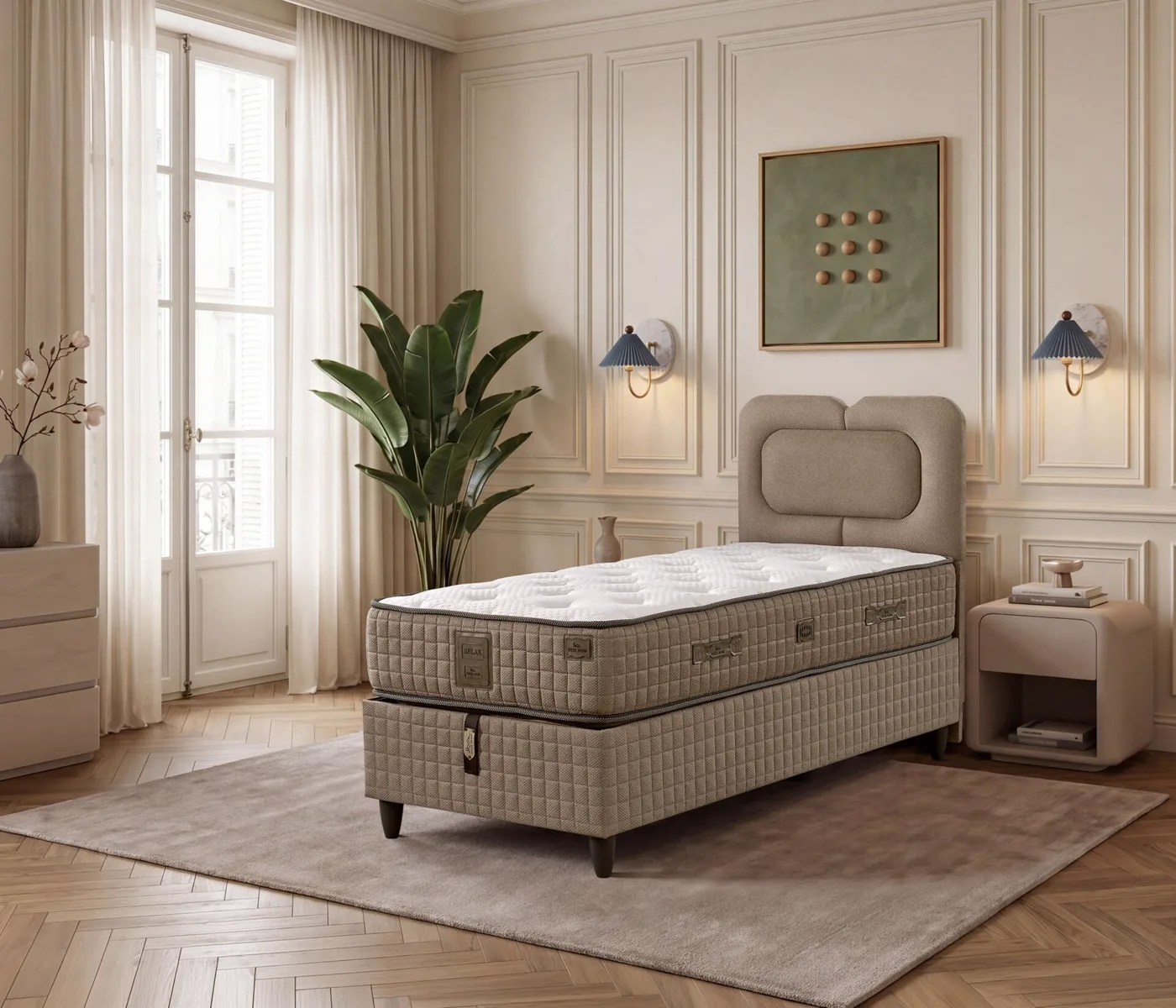 Nesta 90x190 Single Mattress, Divan Base, Headboard Set EY3017