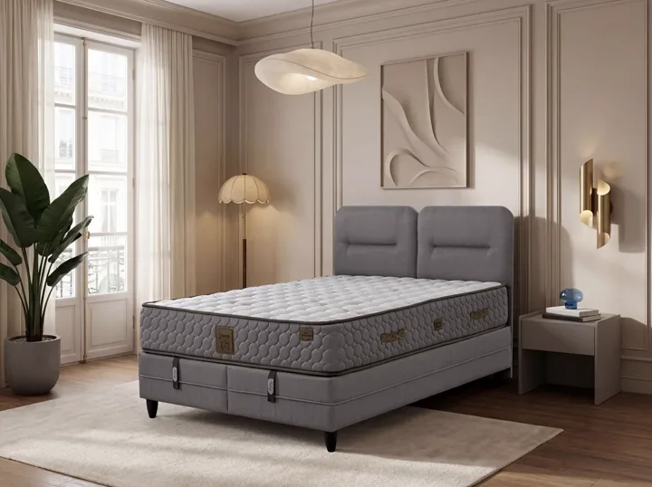 Simba 160x200 Double Mattress, Divan Base, Headboard Set EY3016
