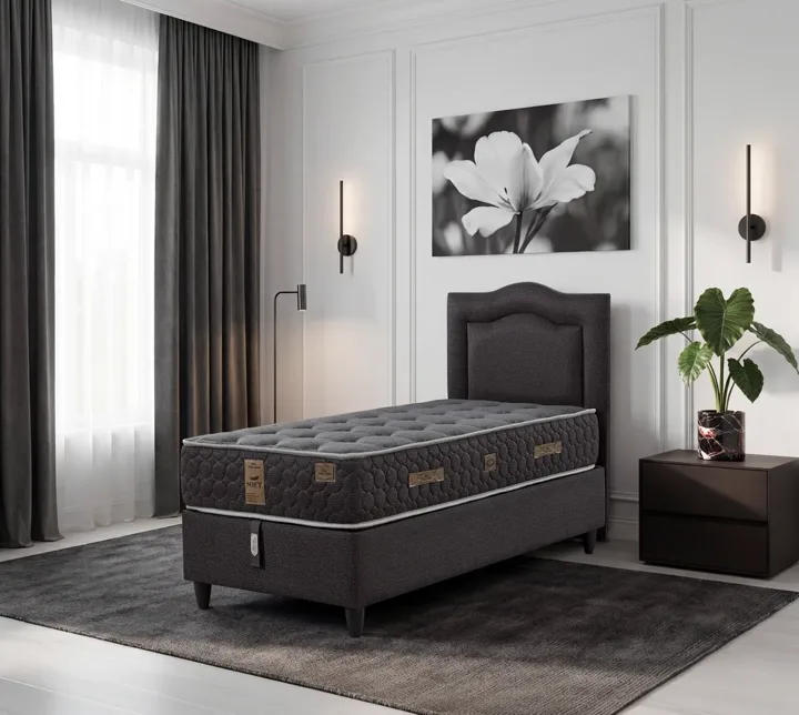 Mabel 90x190 Single Mattress, Divan Base, Headboard Set EY3015