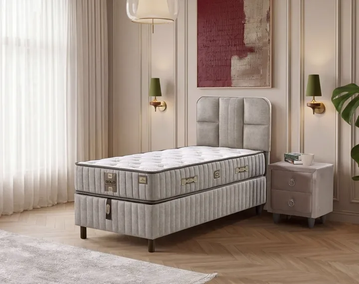 Pien 90x190 Single Mattress, Divan Base, Headboard Set EY3014