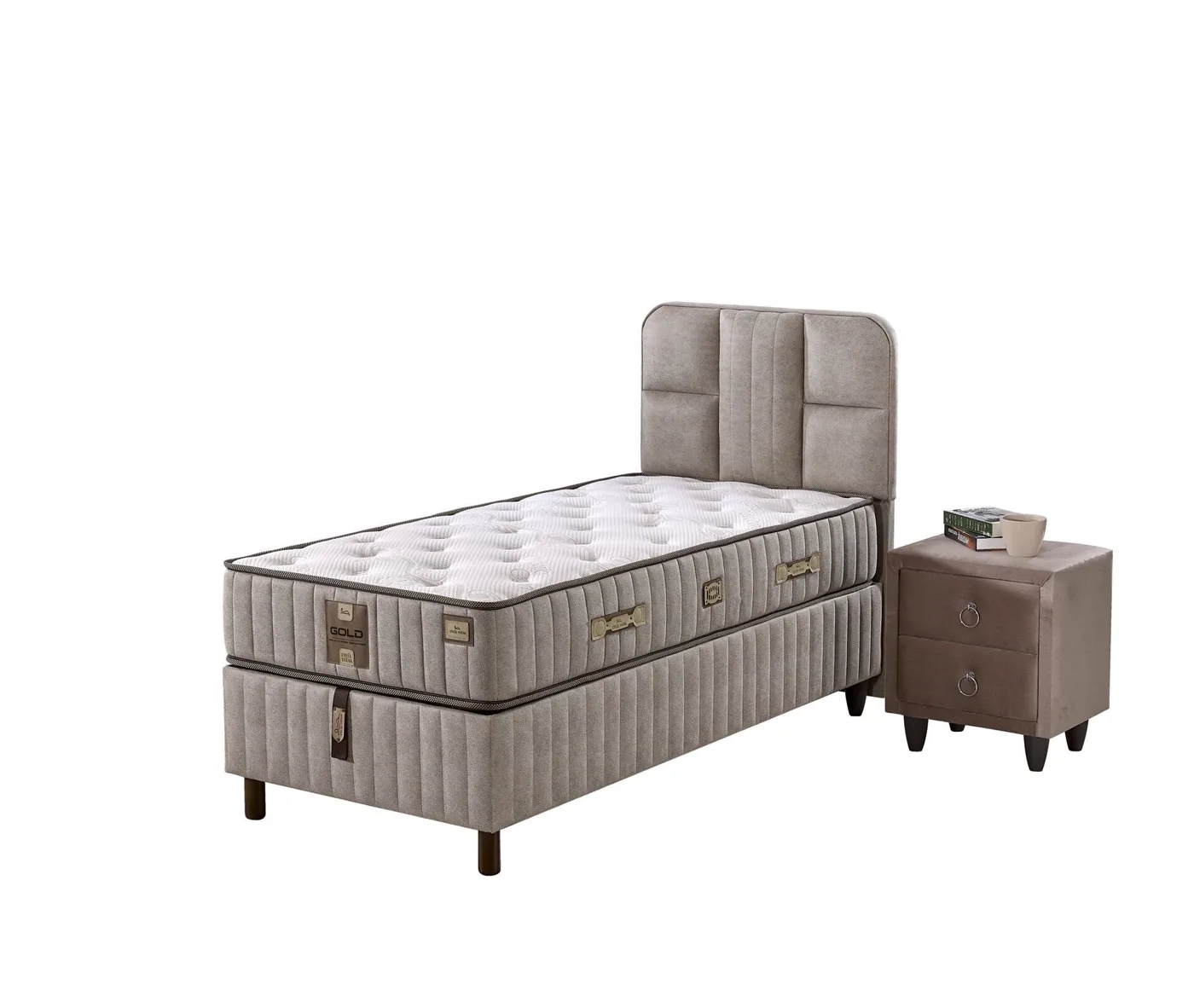 Pien 100x200 Single Mattress, Divan Base, Headboard Set EY3014