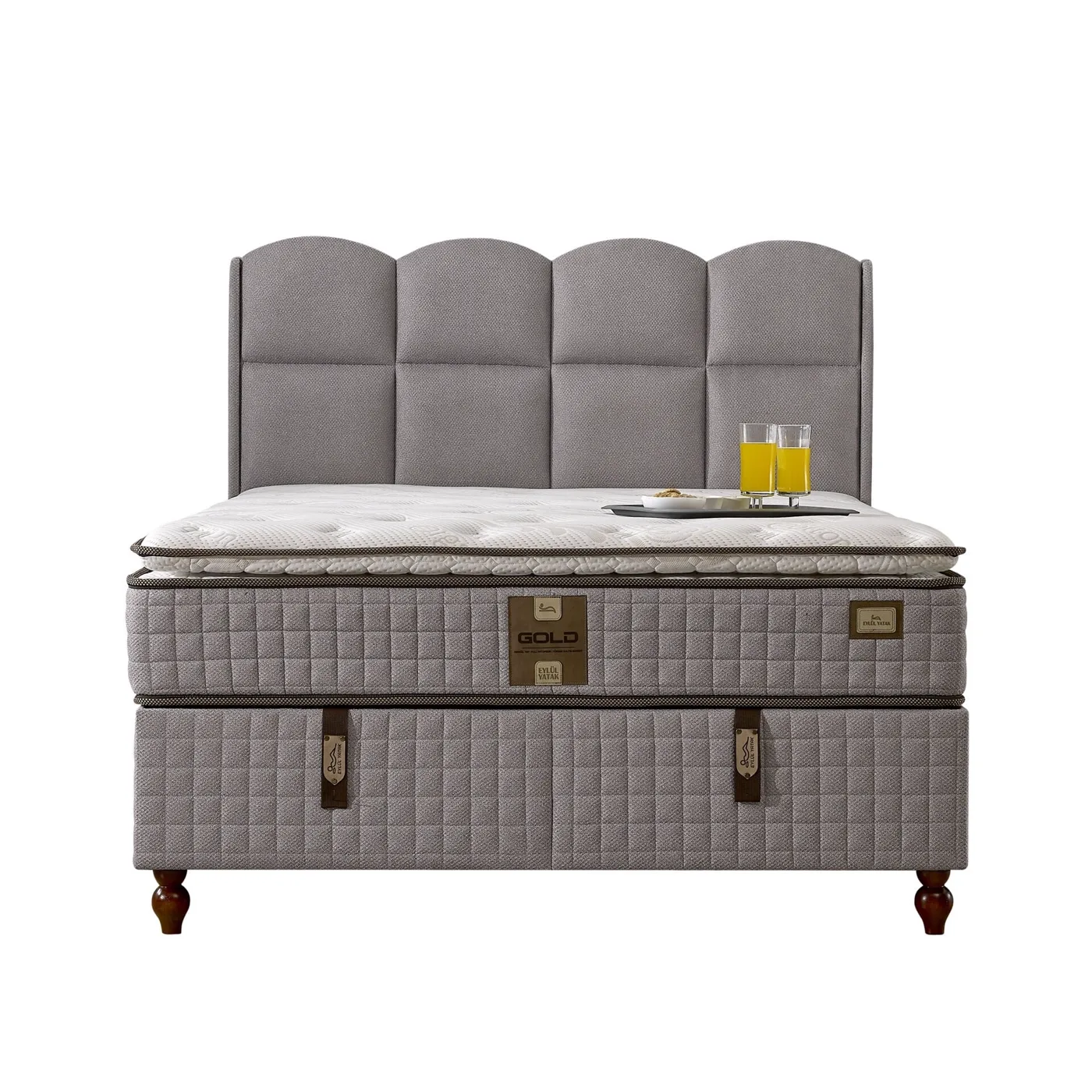 Retro 140x200 Double Mattress, Divan Base, Headboard Set EY3004