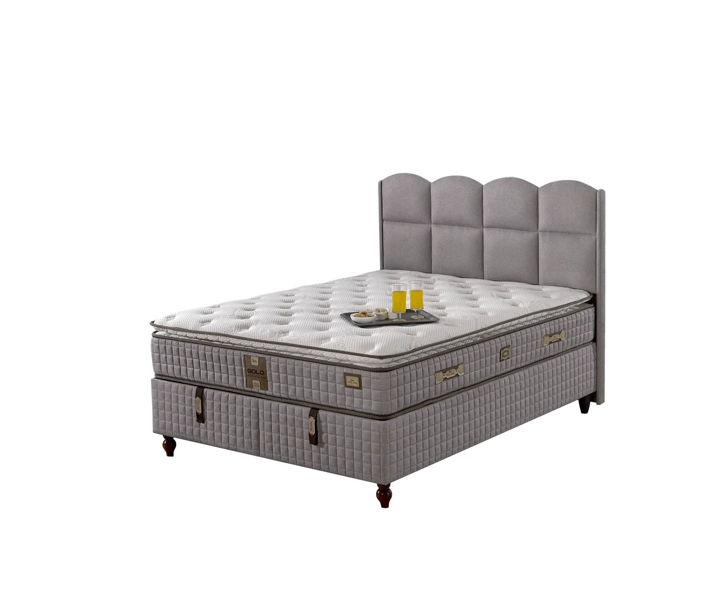 Retro 140x200 Double Mattress, Divan Base, Headboard Set EY3004