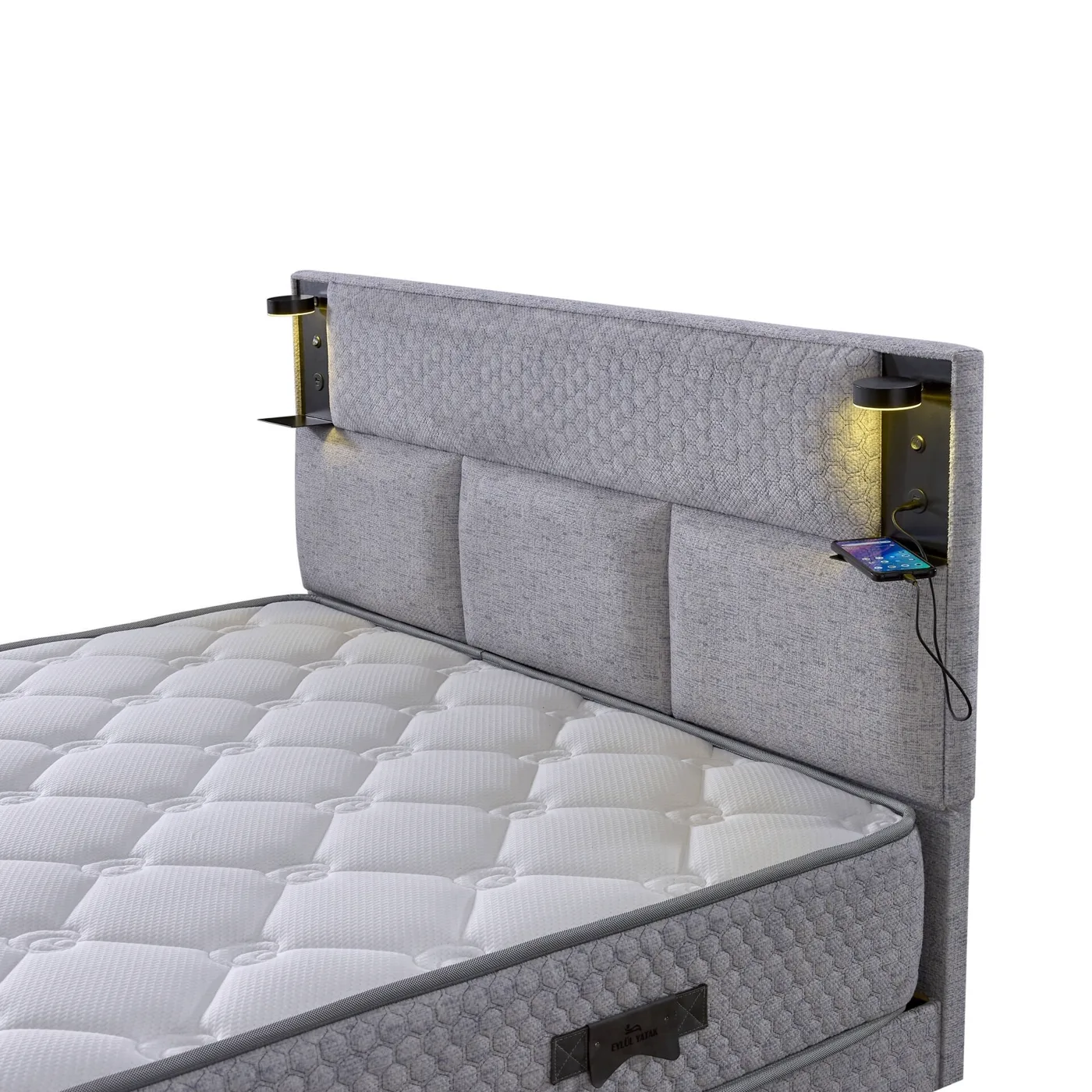 Parma 200x200 Double Mattress, Divan Base, Headboard Set EY3008