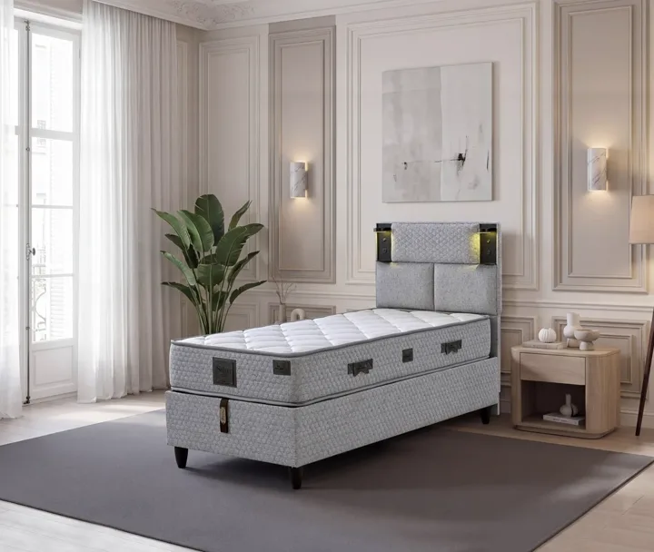 Parma 120x200 Single Mattress, Divan Base, Headboard Set EY3008