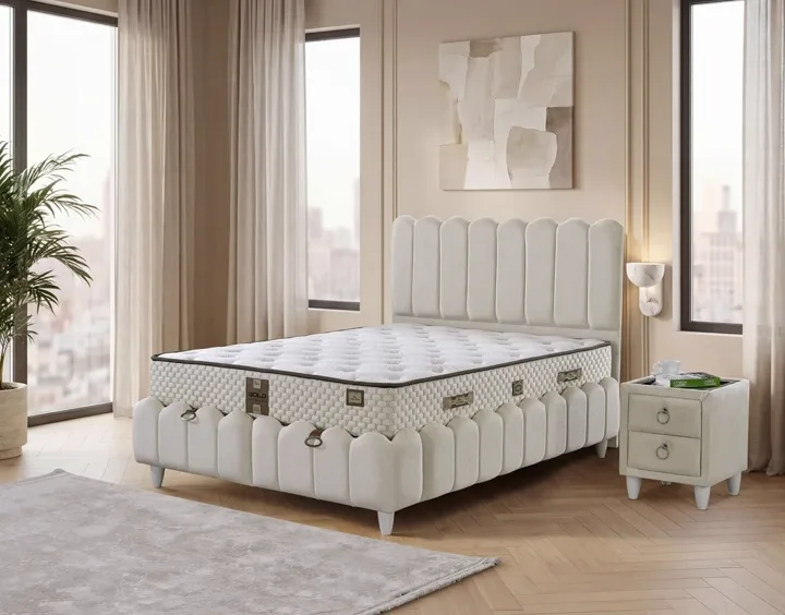 Norin 140x200 Double Mattress, Divan Base, Headboard Set EY3006