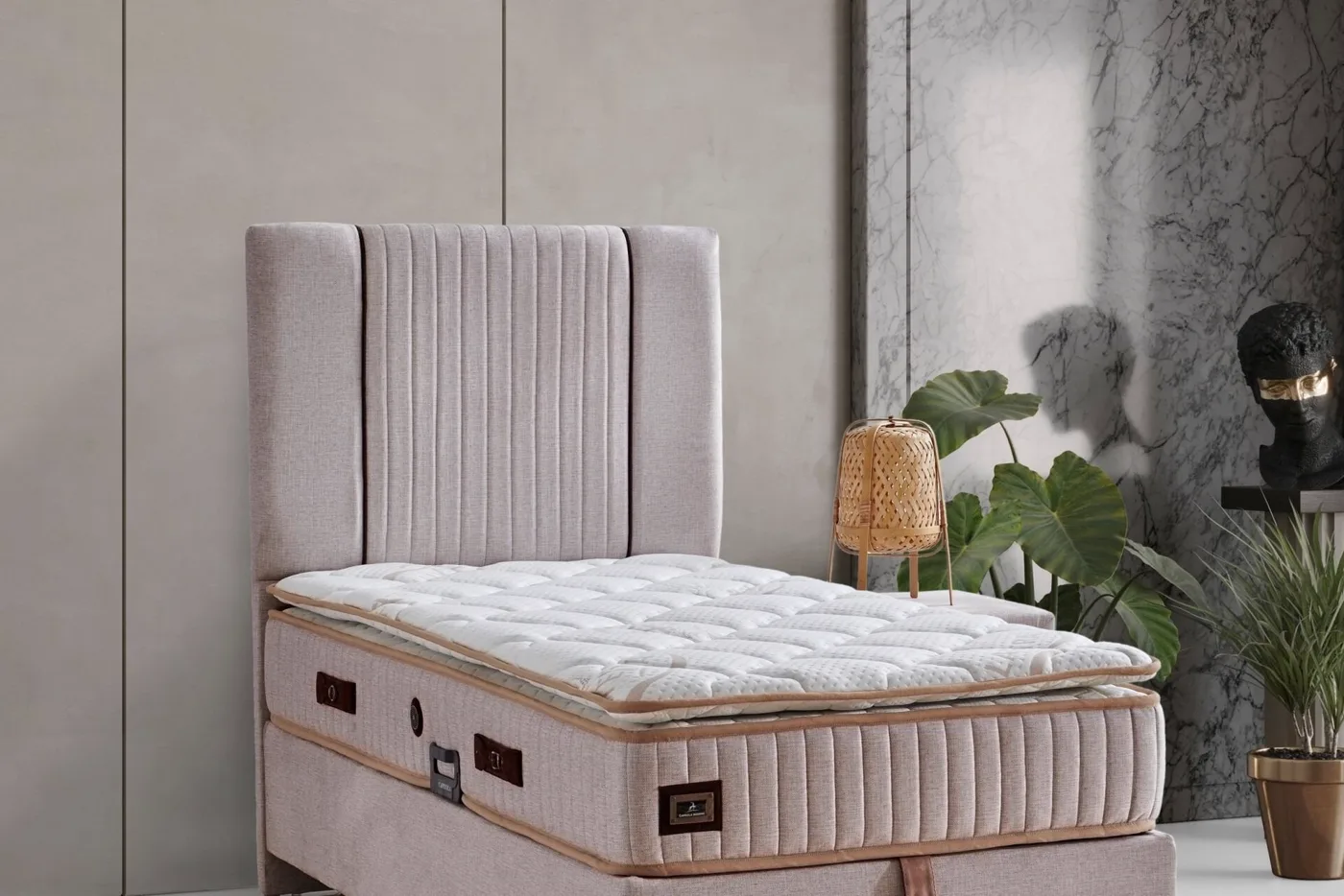 Lucca without storage 90x190 Single Divan Base, Headboard Set CP1439