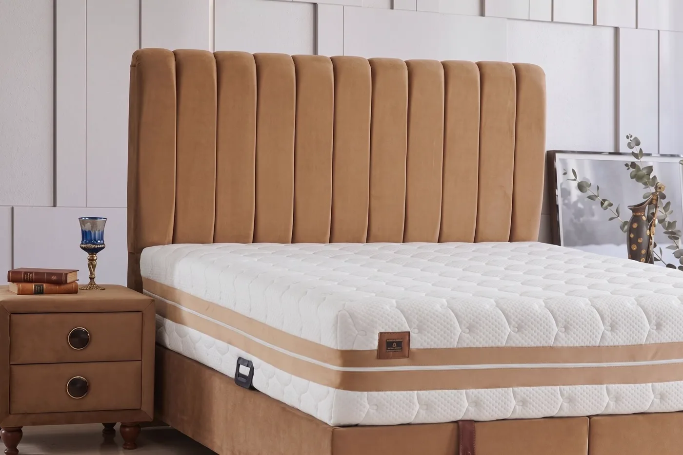 Visco Plus 90x200 Single Divan Base, Headboard Set CP1433