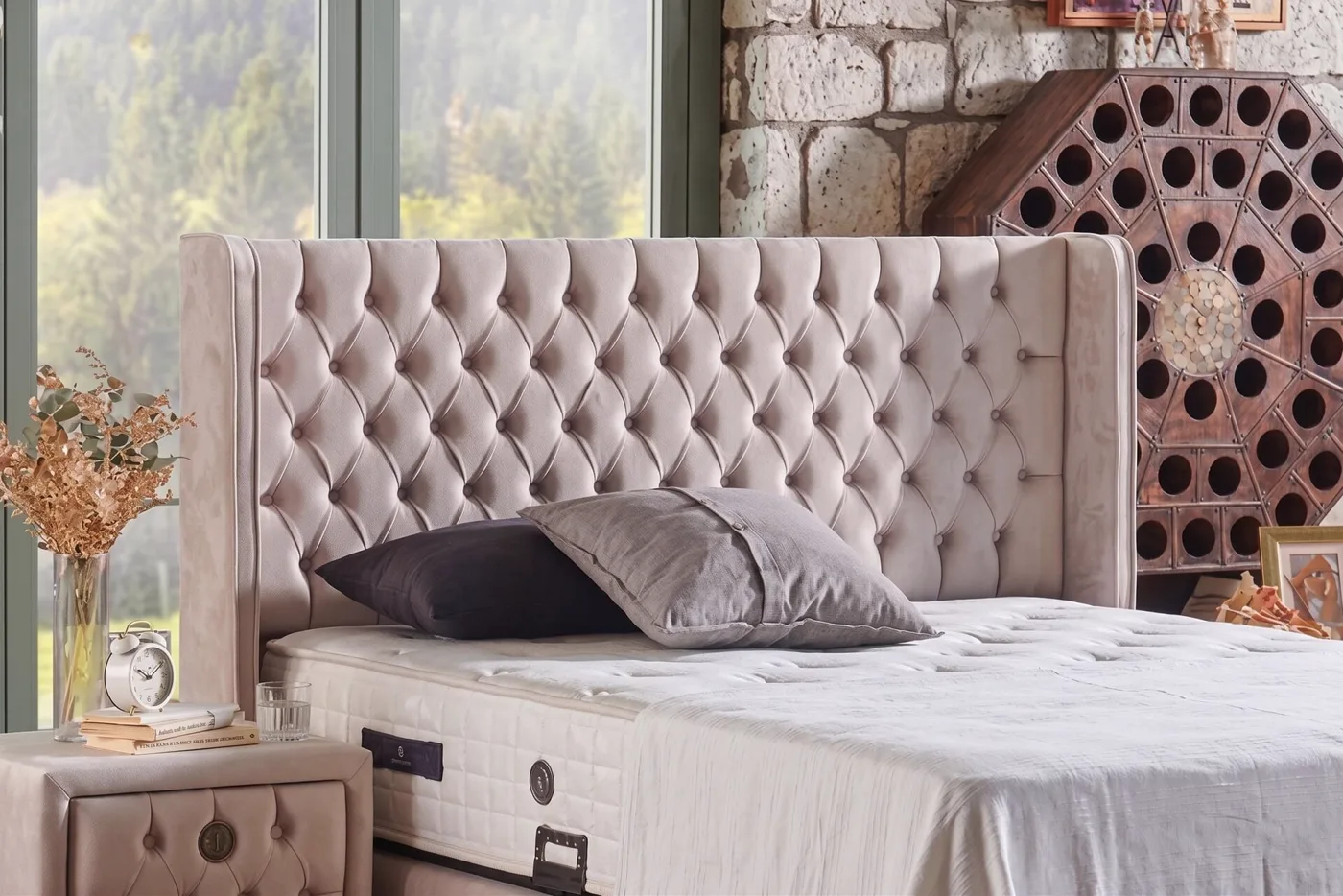 Kardelen Plus 90x190 Single Divan Base, Headboard Set CP1418