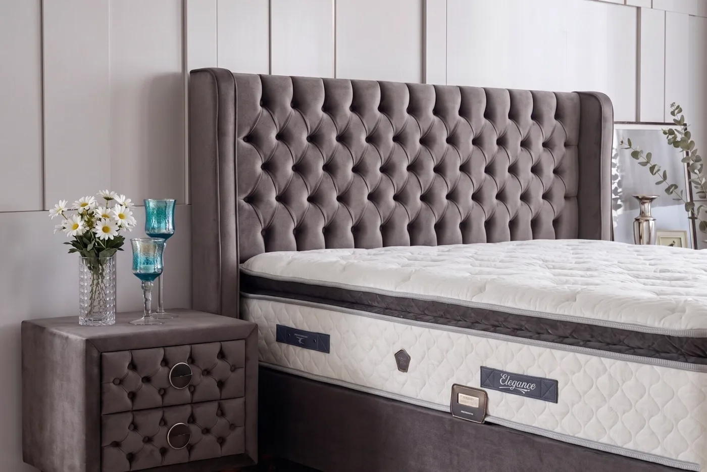 Elegance 160x200 Double Divan Base, Headboard Set CP1419