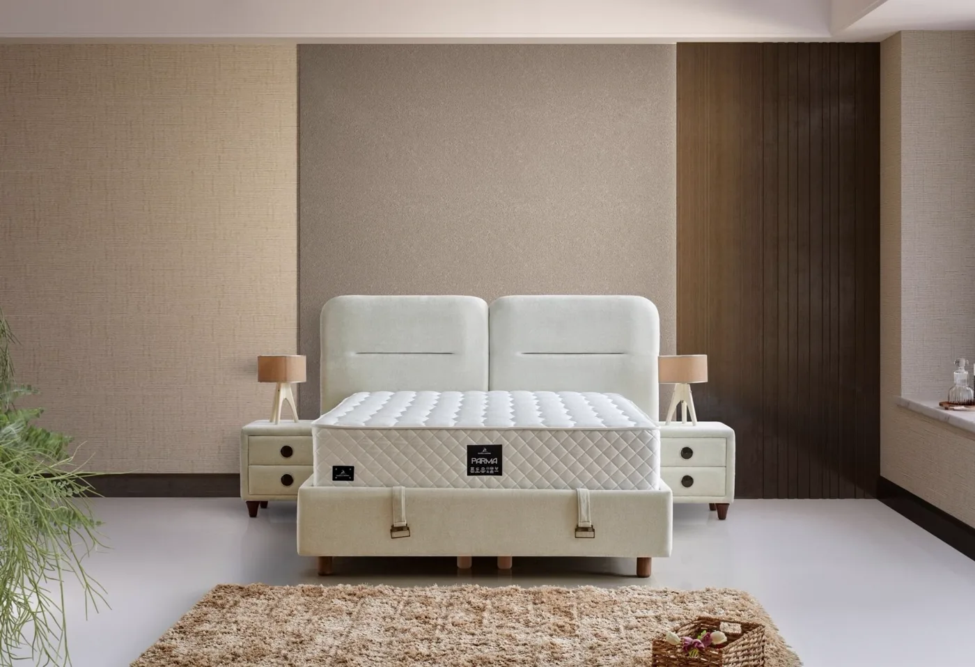 Parma 140x190 Double Mattress, Divan Base, Headboard Set CP1011