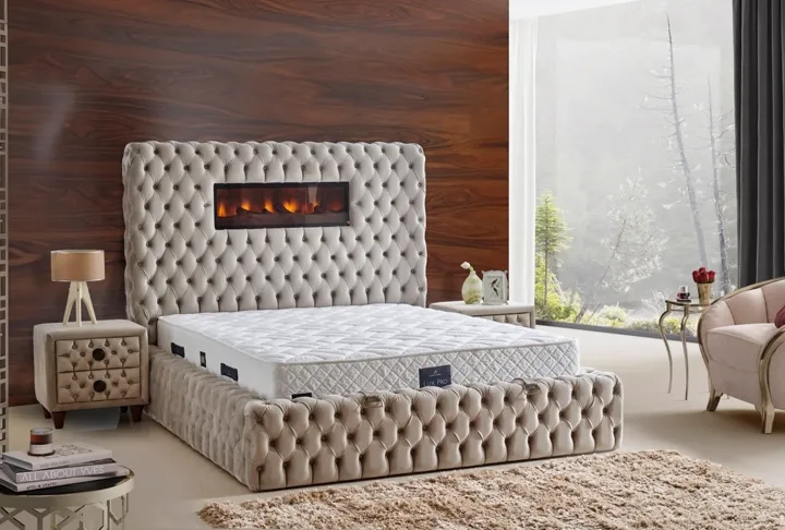 Somineli Lux 160x200 Double Mattress, Divan Base, Headboard Set CP1005