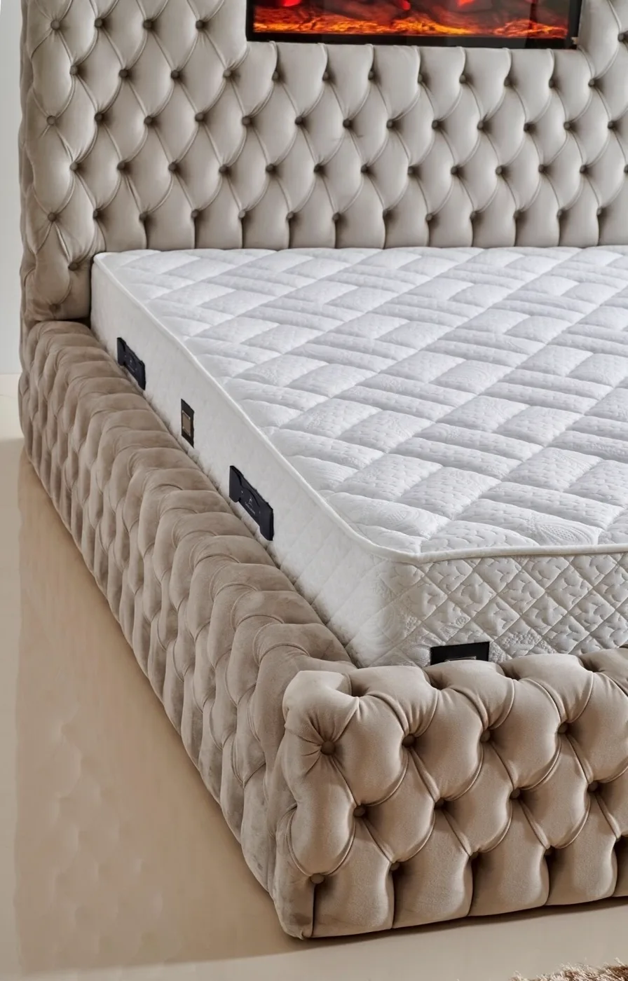 Somineli Lux 160x200 Double Mattress, Divan Base, Headboard Set CP1005