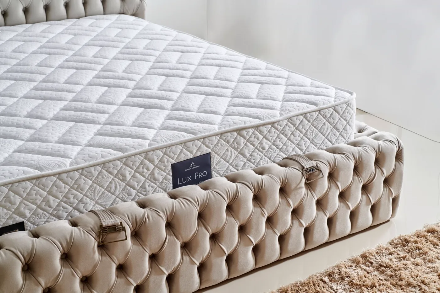 Somineli Lux 140x200 Double Mattress, Divan Base, Headboard Set CP1005