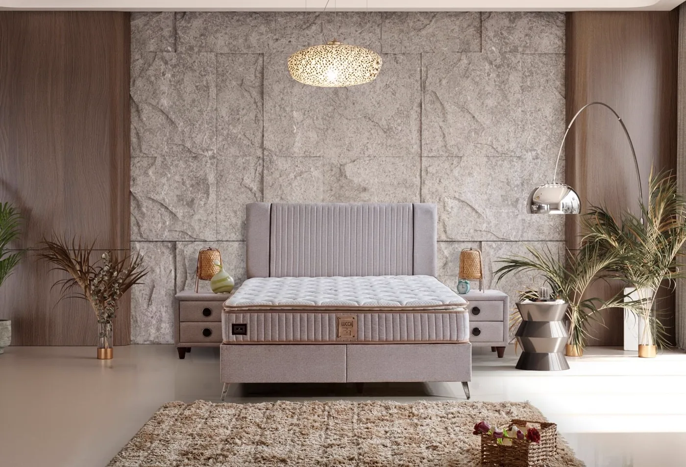 Lucca 160x200 Double Mattress, Divan Base, Headboard Set without Storage CP1039