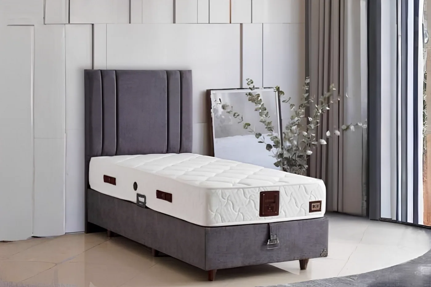 Latextra 90x190 Single Mattress, Divan Base, Headboard Set CP1038