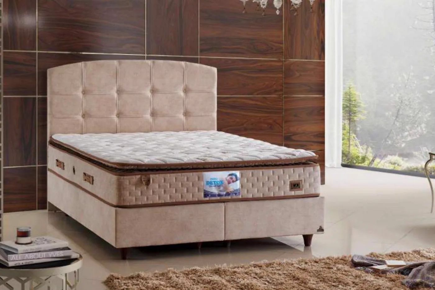 Detox Padded 90x190 Single Mattress, Divan Base, Headboard Set CP1037