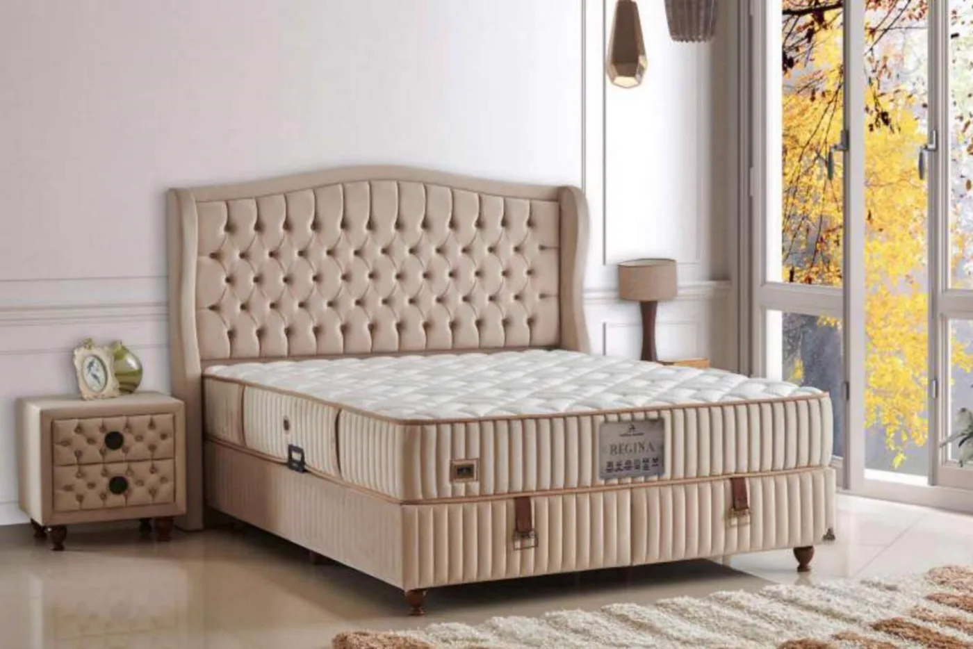 Regina 140x200 Double Mattress, Divan Base, Headboard Set CP1036