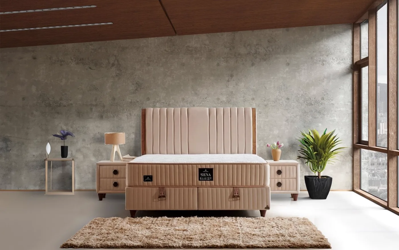 Siena 180x200 Double Mattress, Divan Base, Headboard Set CP1035