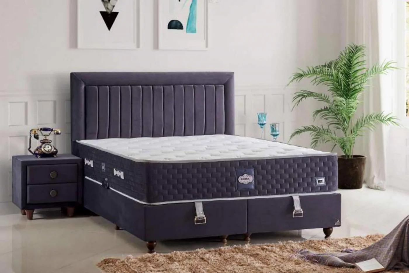 Roma 100x200 Single Mattress, Divan Base, Headboard Set CP1034