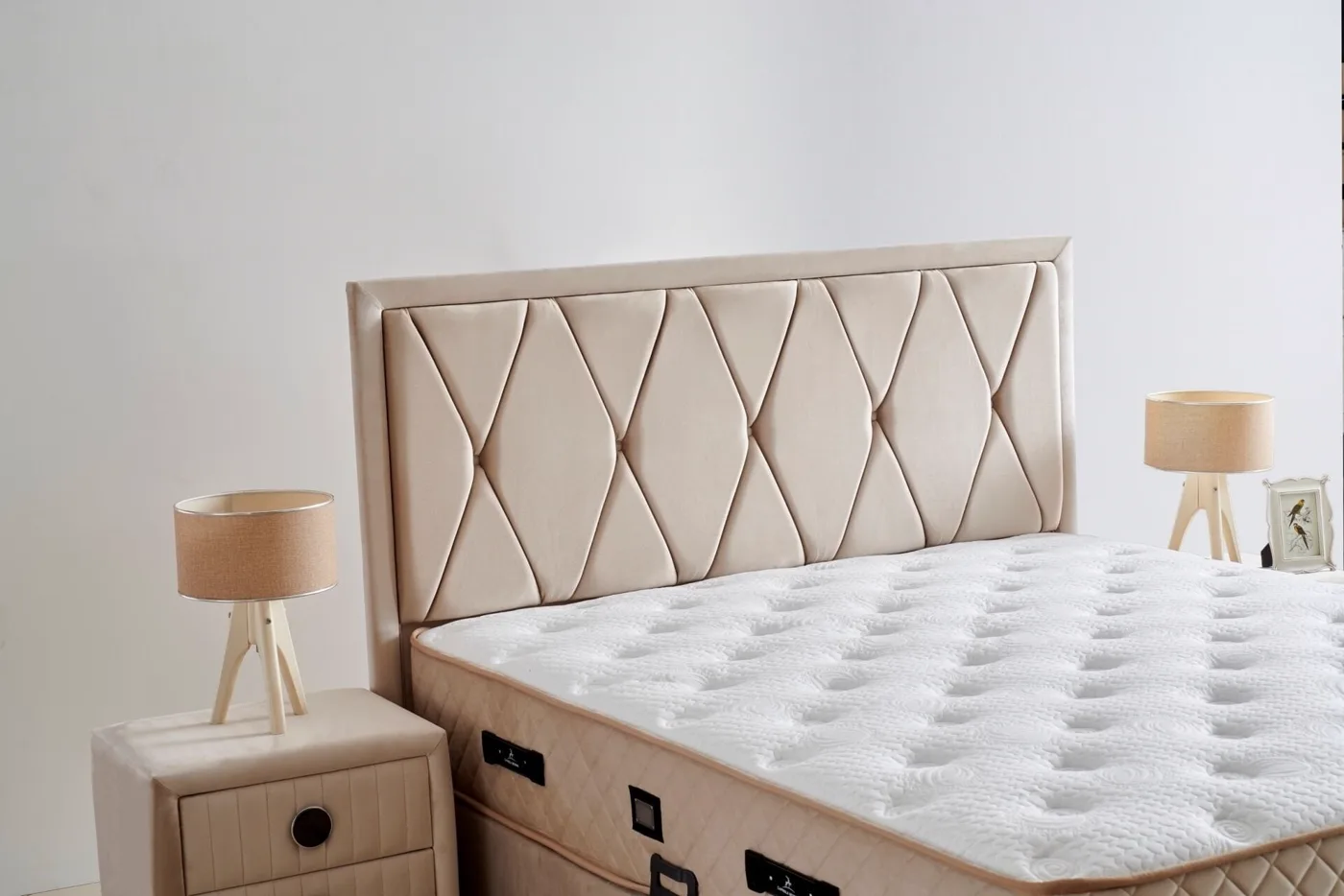 Lozan Plus 140x190 Double Size Mattress, Divan Base, Headboard Set CP1032