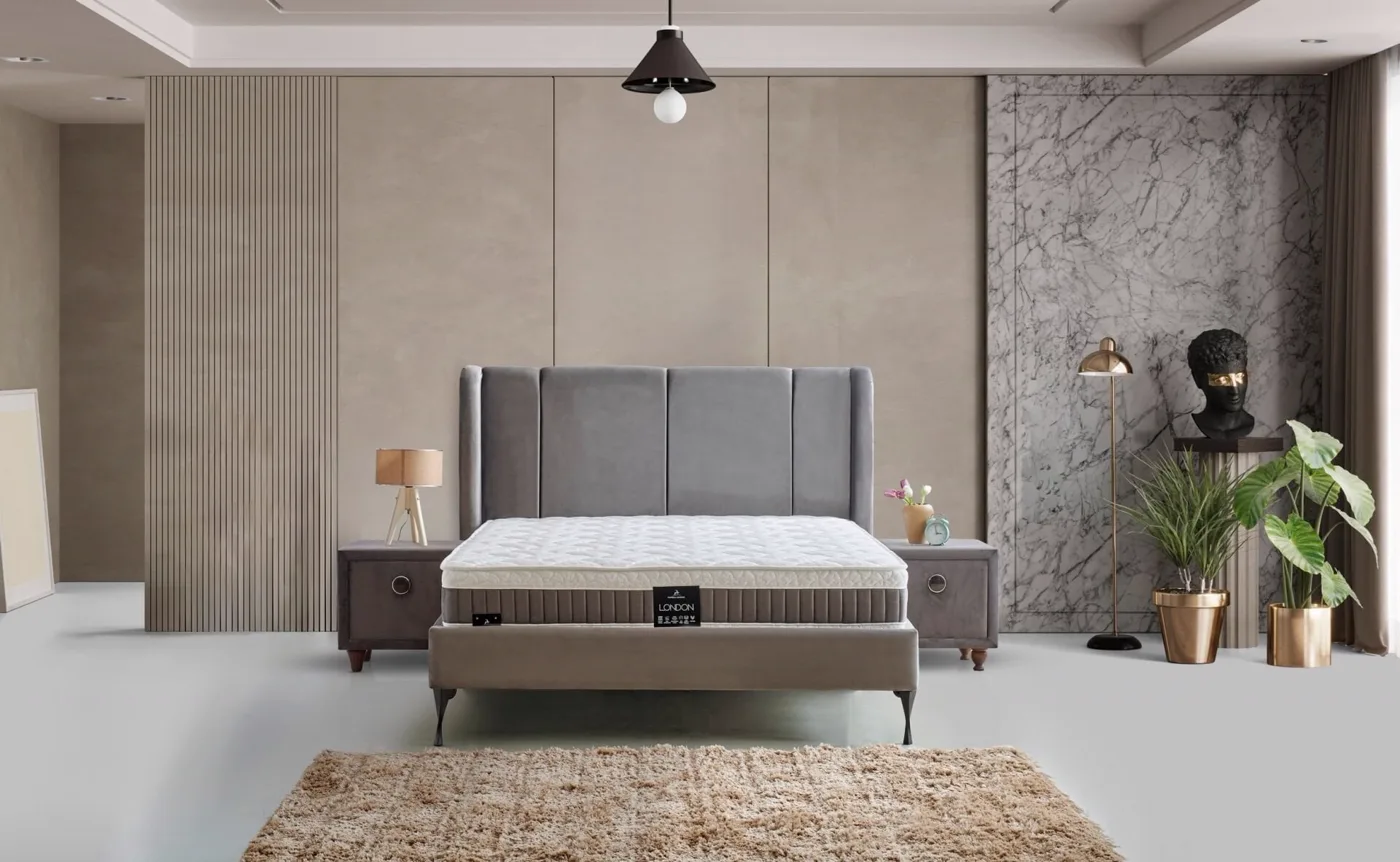 London 140x200 Double Mattress, Divan Base, Headboard Set CP1031