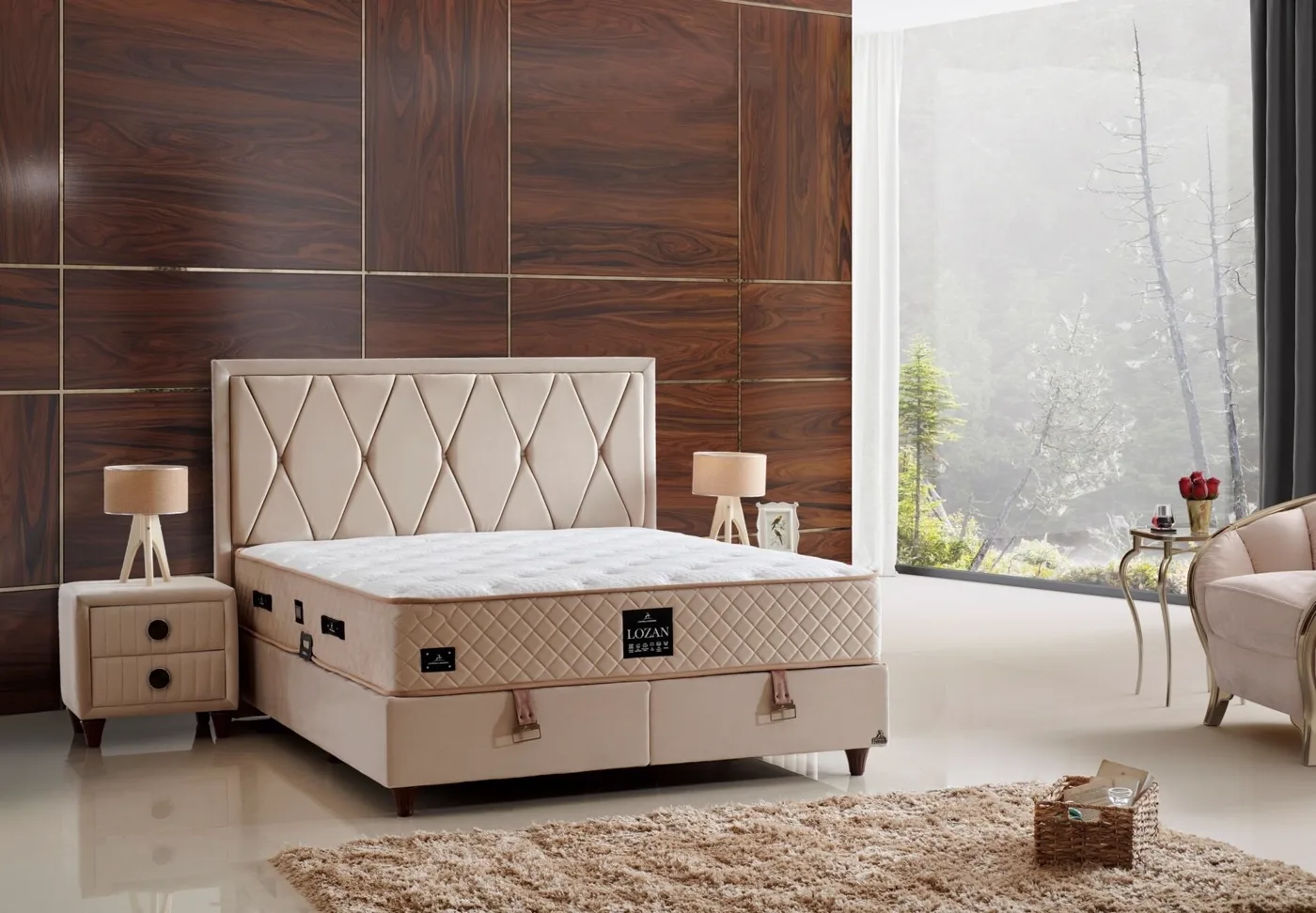 Lozan Plus 90x200 Single Mattress, Divan Base, Headboard Set CP1032