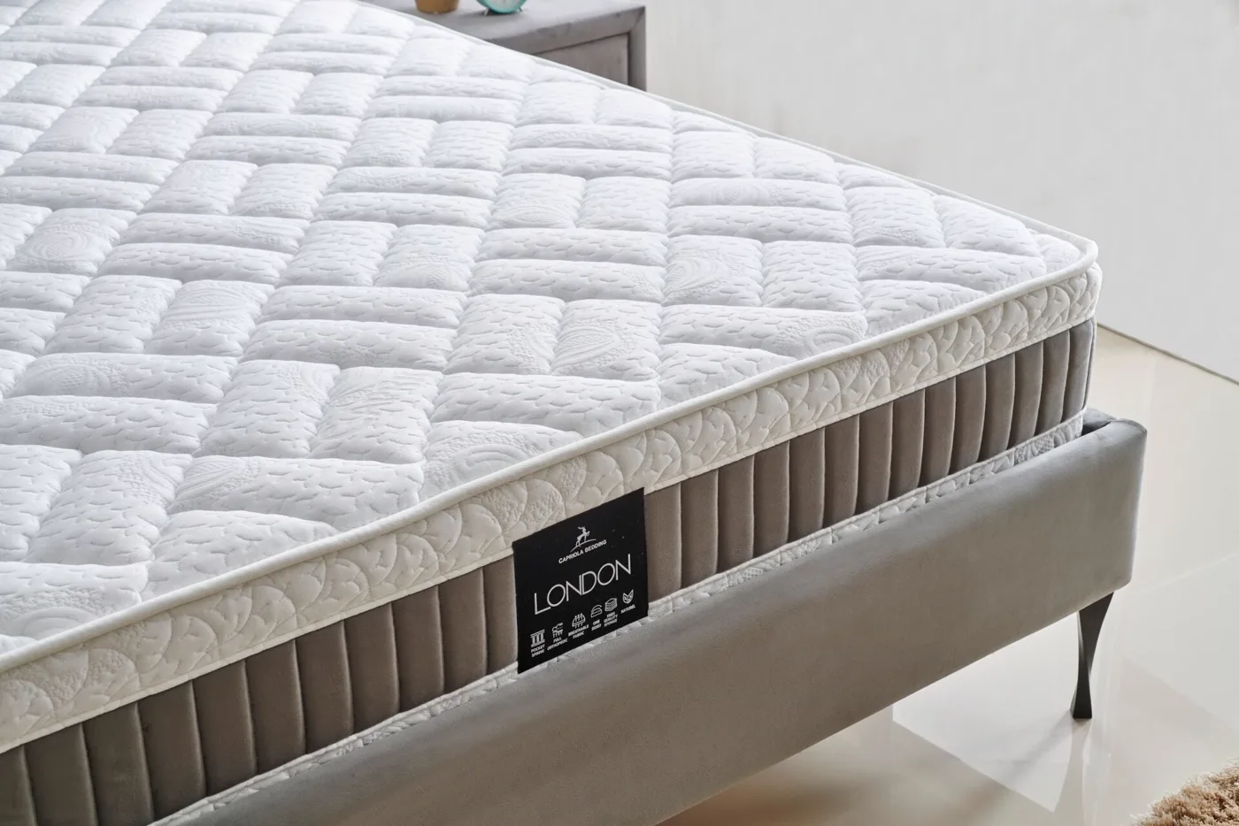 London 90x190 Single Mattress, Divan Base, Headboard Set CP1031