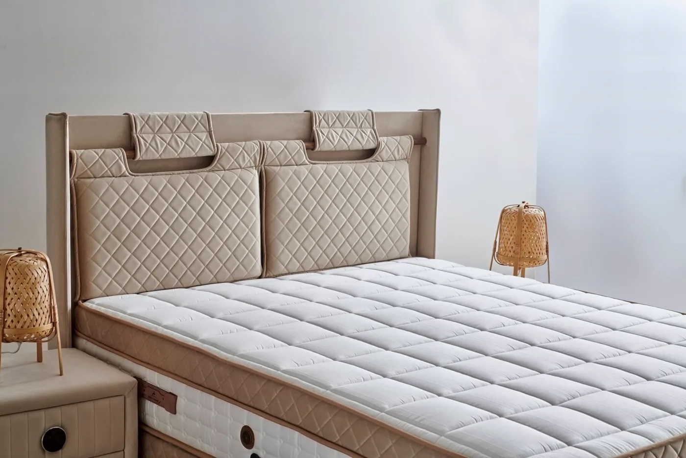 Fisfis Plus 140x200 Double Mattress, Divan Base, Headboard Set CP1030