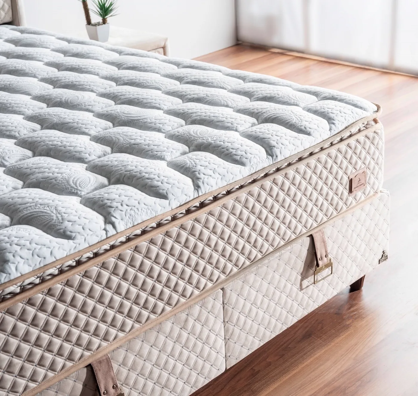Softly 200x200 Double Mattress, Divan Base, Headboard Set CP1029