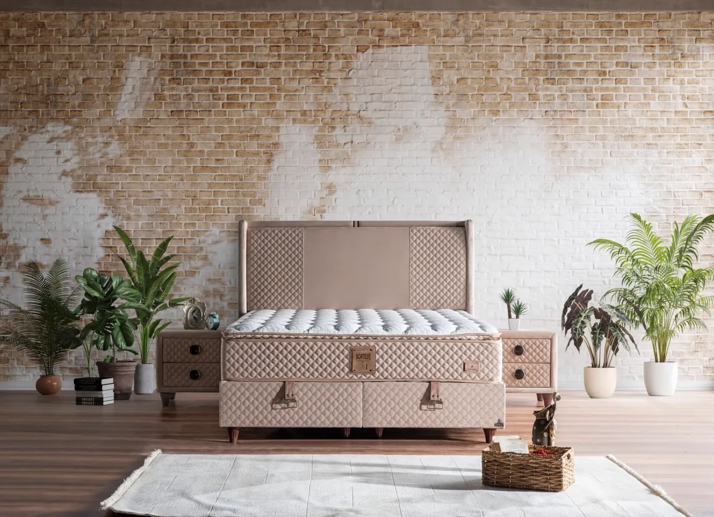 Softly 120x200 Single Mattress, Divan Base, Headboard Set CP1029