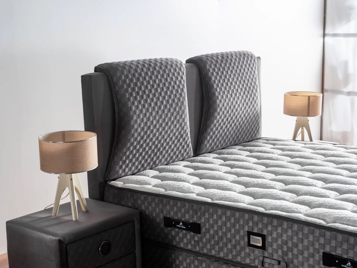 Grey Sleep 100x200 Single Mattress, Divan Base, Headboard Set CP1028