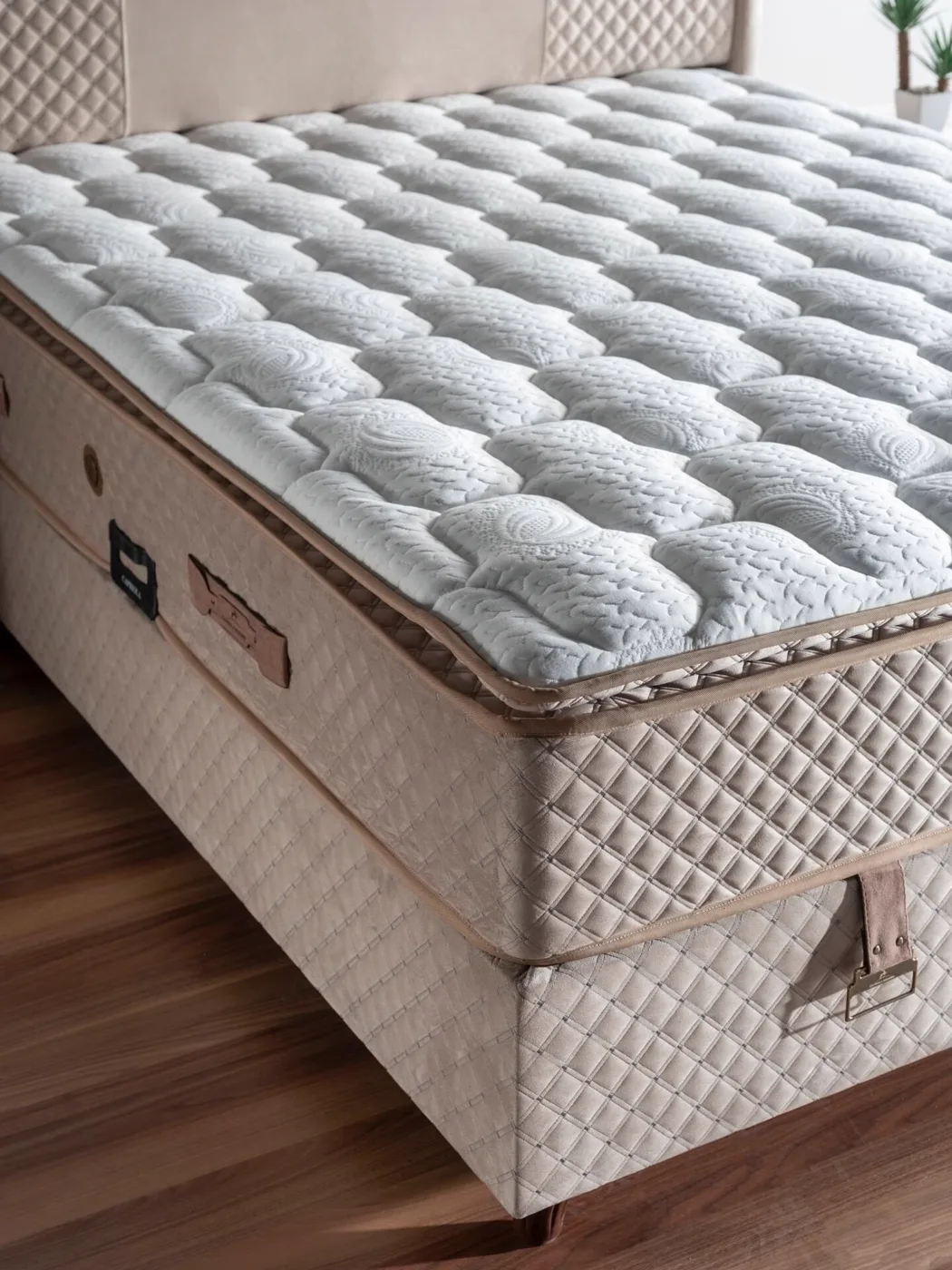 Softly 140x190 Double Mattress, Divan Base, Headboard Set CP1029