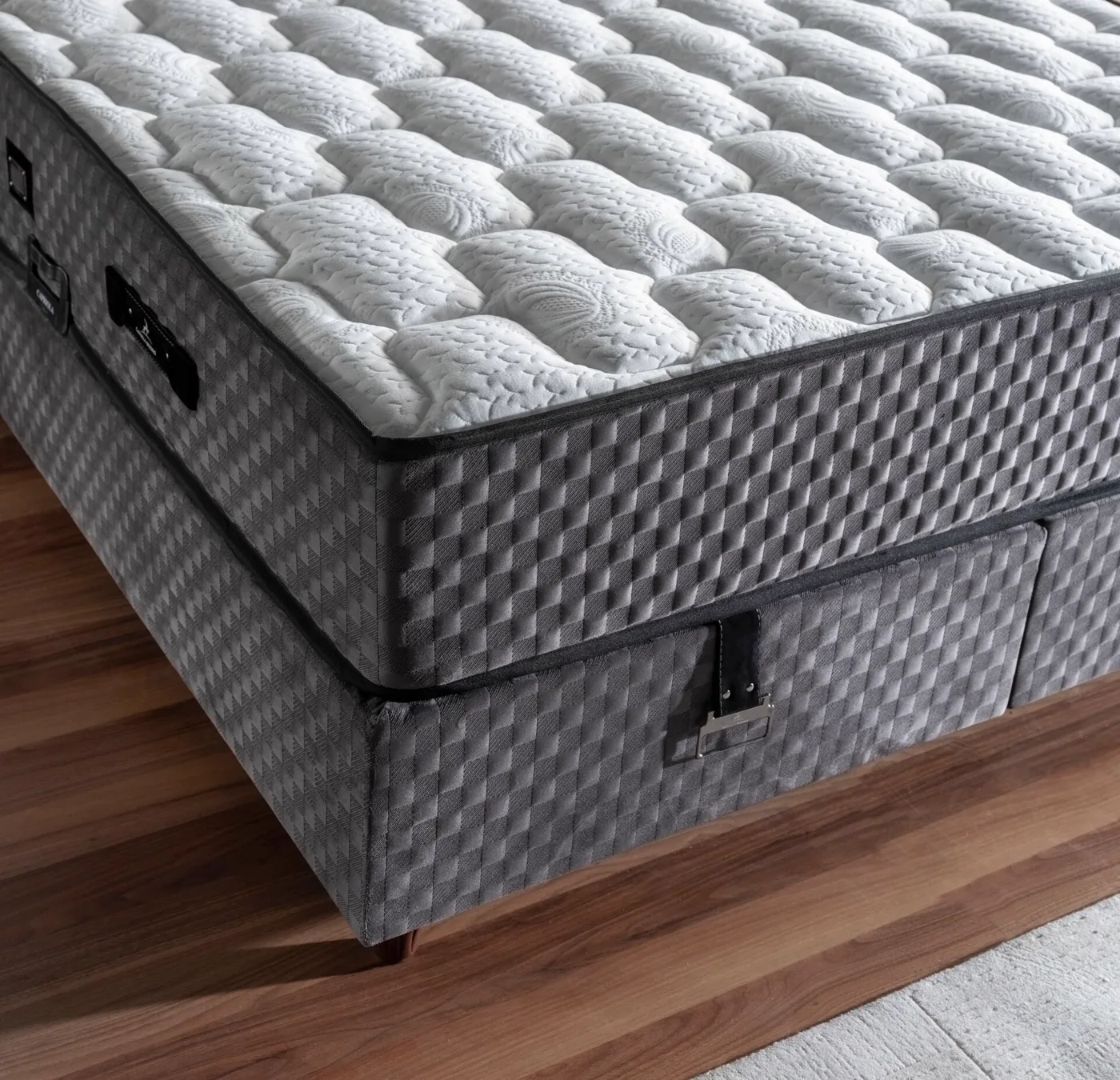 Grey Sleep 120x200 Single Mattress, Divan Base, Headboard Set CP1028
