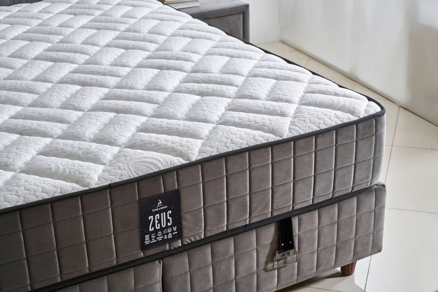 Zeus 100x200 Single Mattress, Divan Base, Headboard Set CP1027