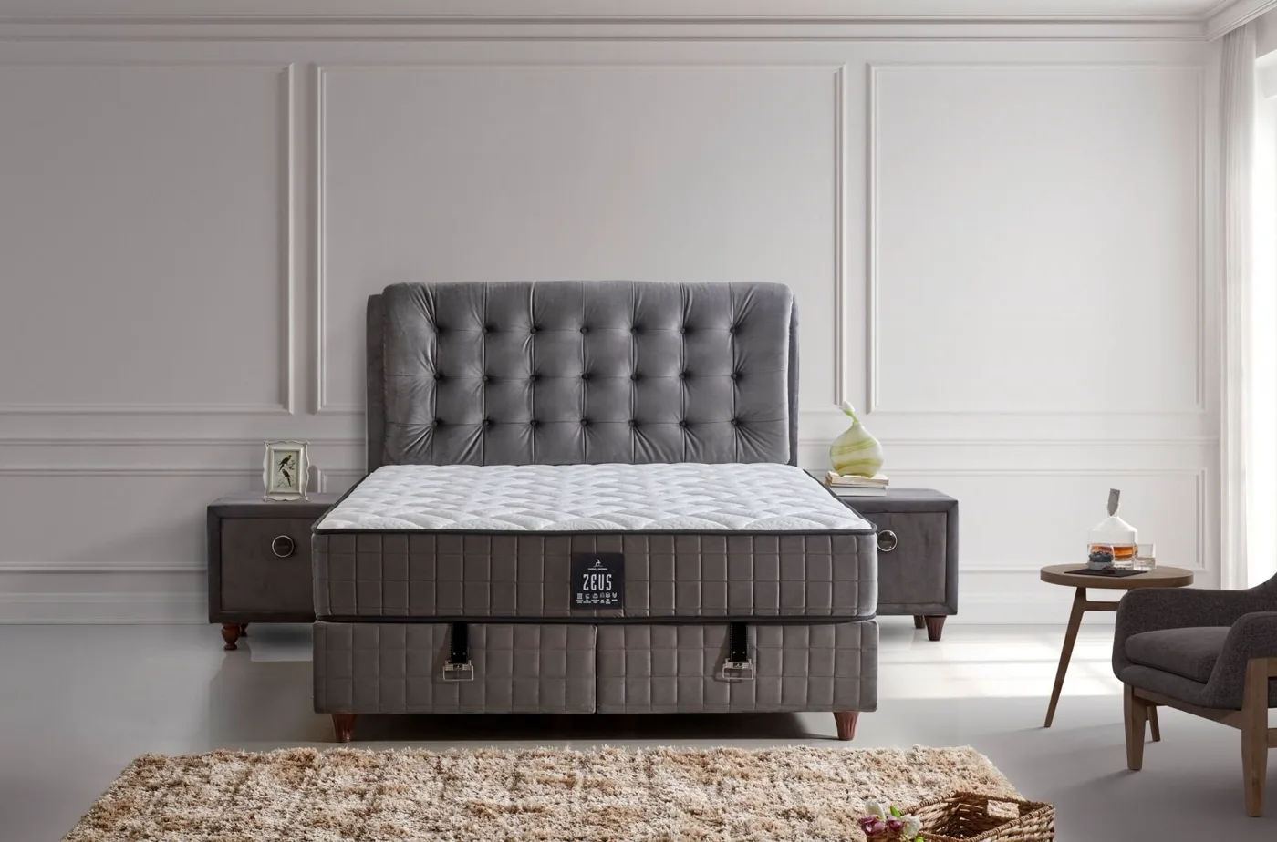 Zeus 120x200 Single Mattress, Divan Base, Headboard Set CP1027