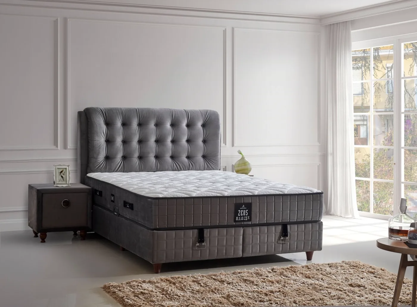 Zeus 160x200 Double Mattress, Divan Base, Headboard Set CP1027