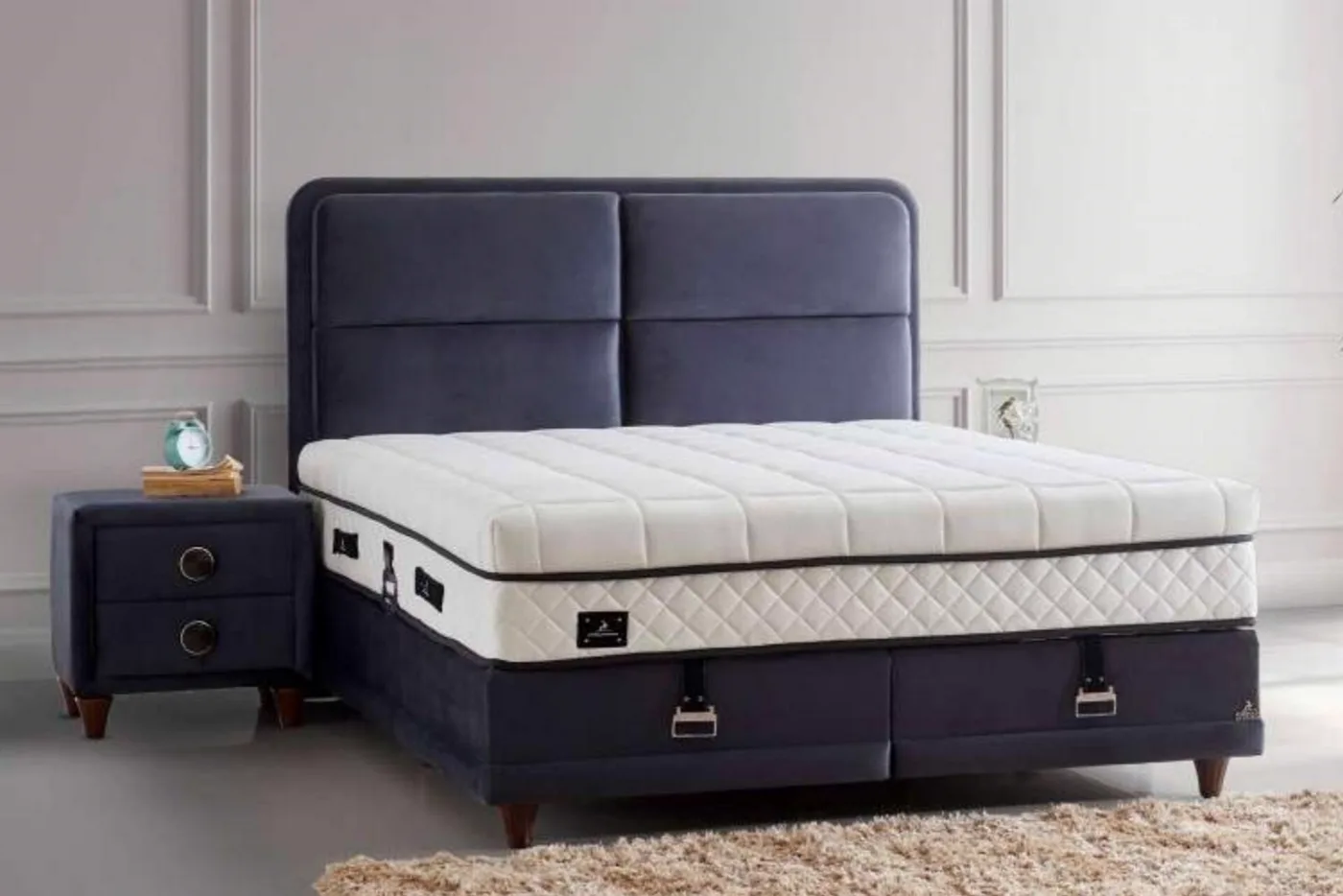 Torino 150x200 Double Mattress, Divan Base, Headboard Set CP1024
