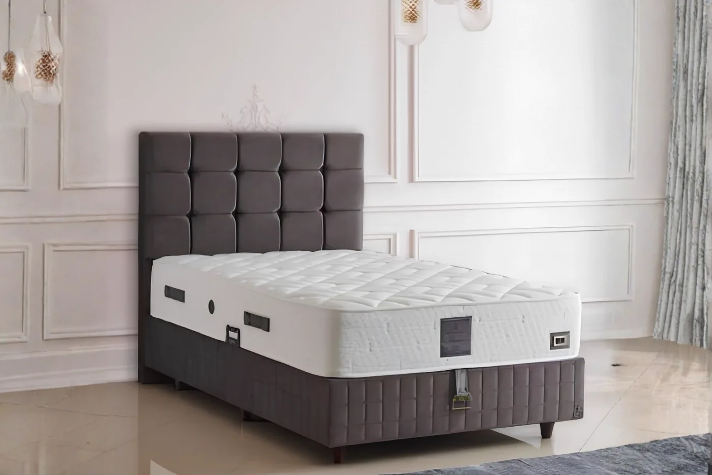 Perra 90x200 Single Mattress, Divan Base, Headboard Set CP1025