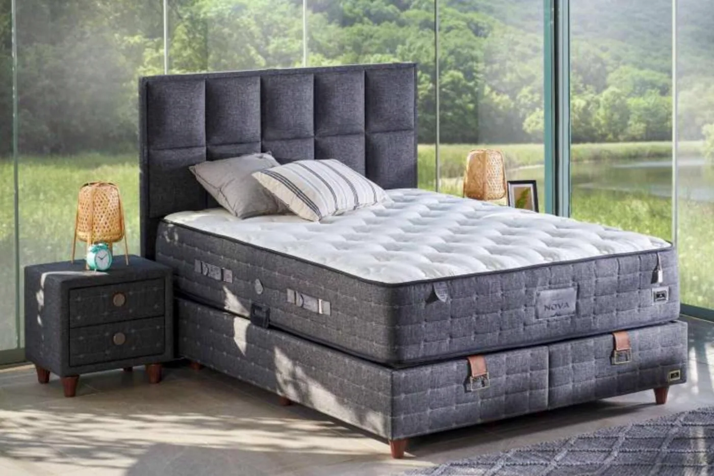 Nova 180x200 Double Mattress, Divan Base, Headboard Set CP1022
