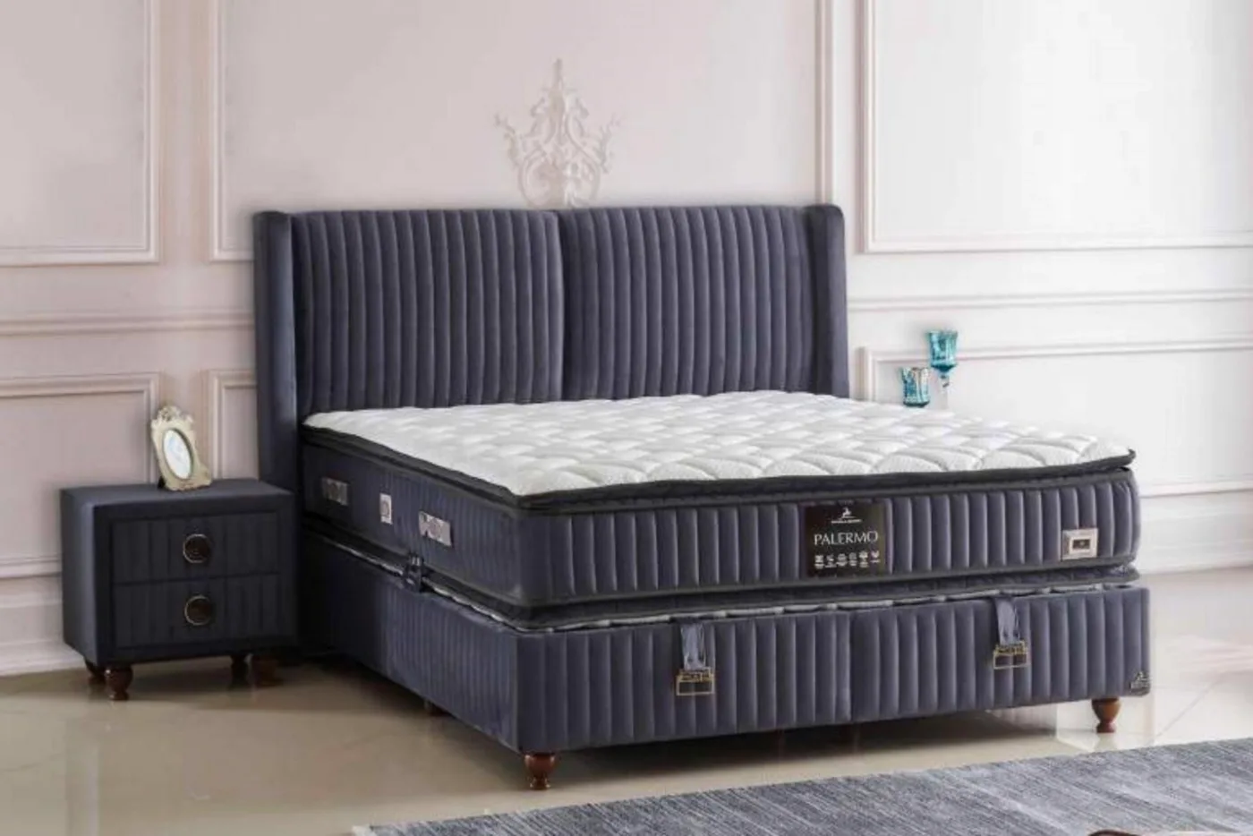 Palermo 140x200 Double Mattress, Divan Base, Headboard Set CP1021