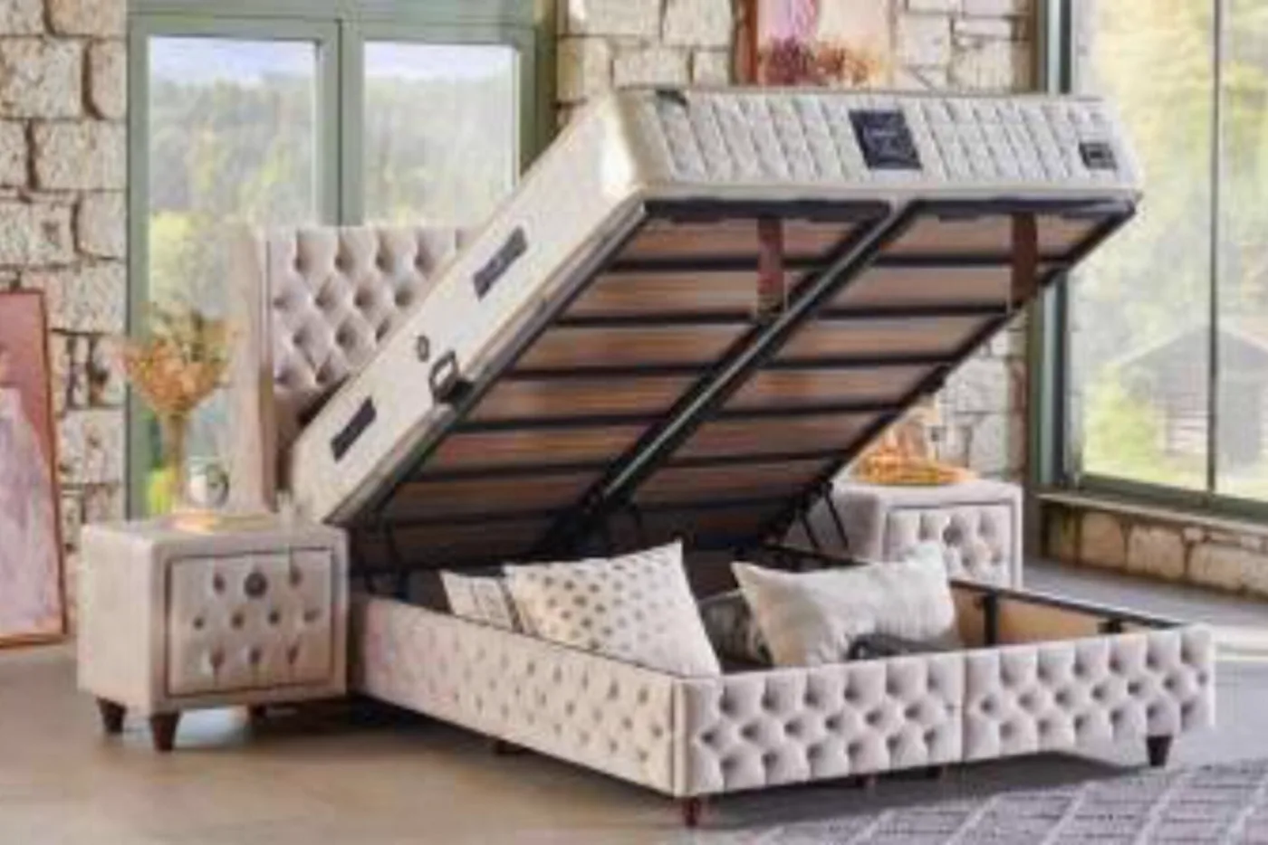 Kardelen Plus 100x200 Single Mattress, Divan Base, Headboard Set CP1018