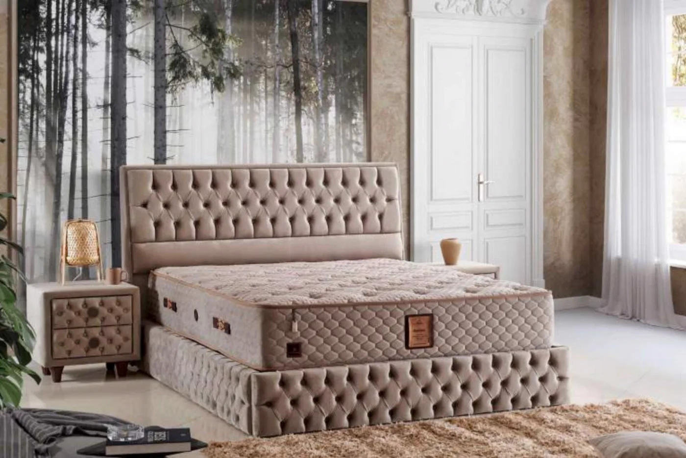 Basetta 180x200 Double Mattress, Divan Base, Headboard Set CP1016