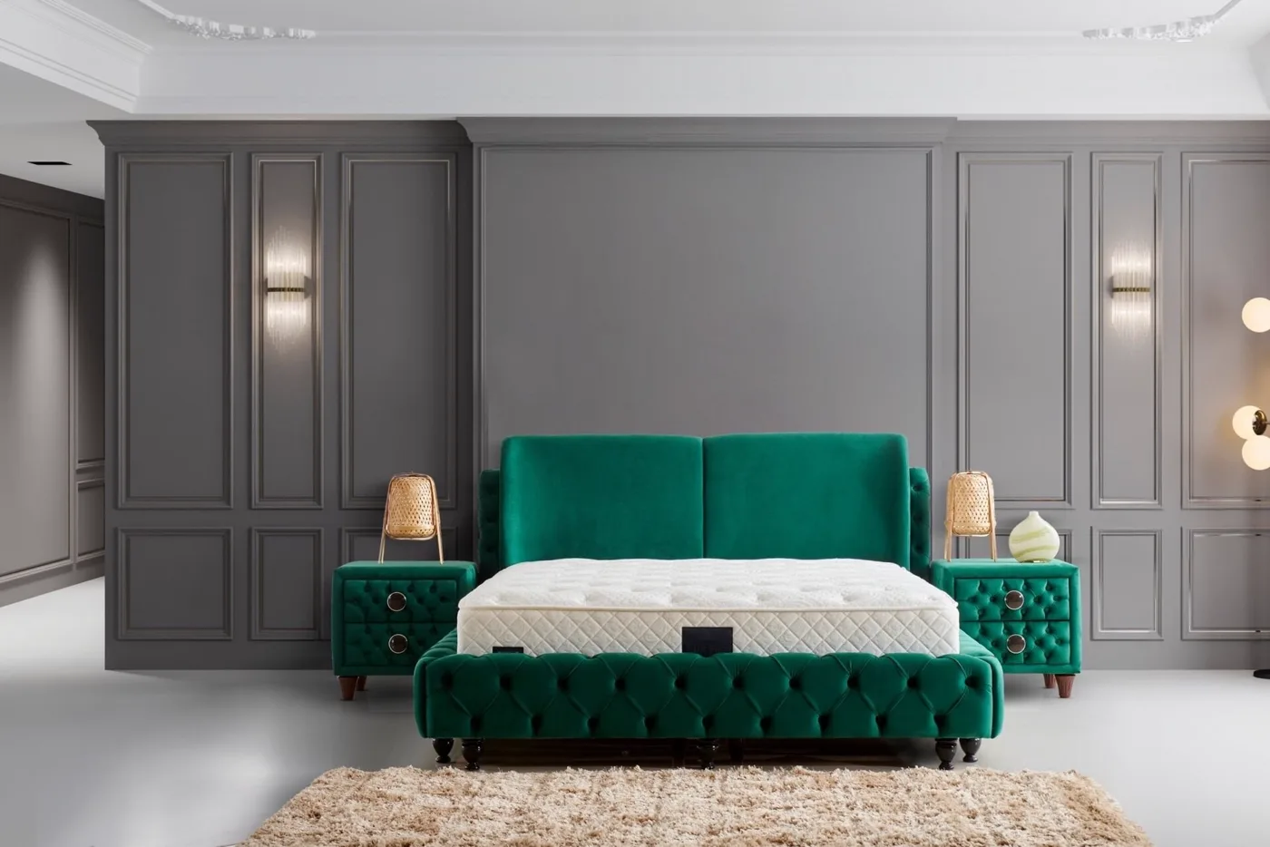 Lux Pro 140x200 Double Mattress, Divan Base, Headboard Set CP1009