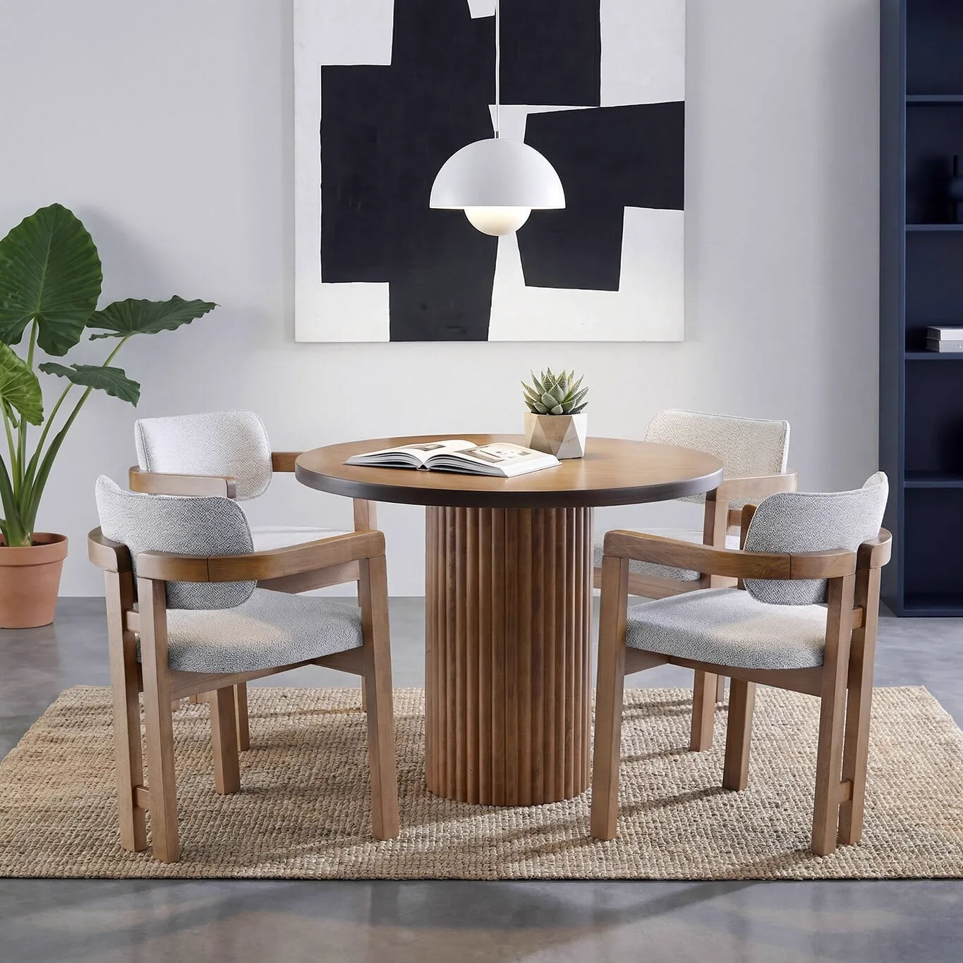 Polo Walnut Table & Otto Chair Set HDR1449