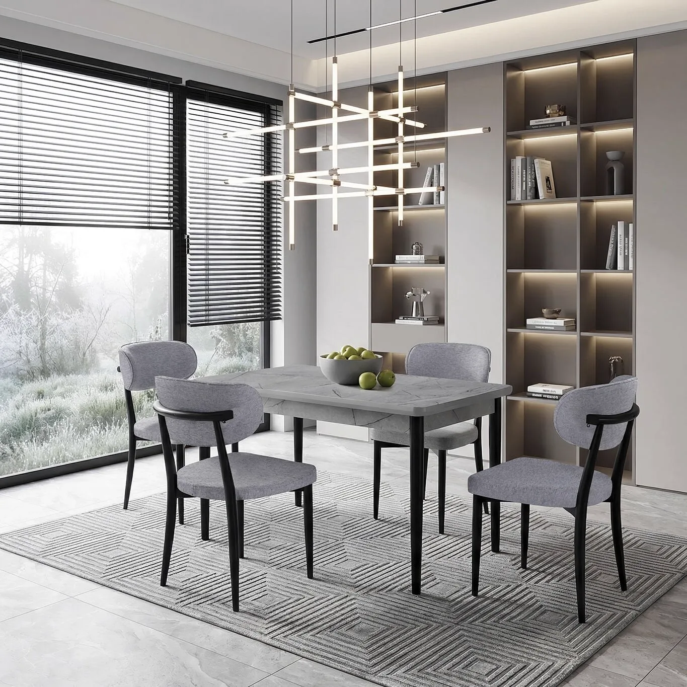 Mix set tavolo grigio e sedie Elma HDR1439