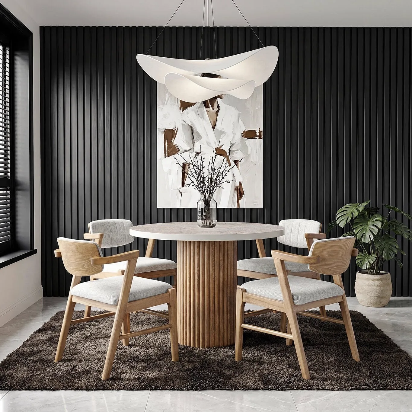 Polo Travertine Table & Zeus Chair Set HDR1450