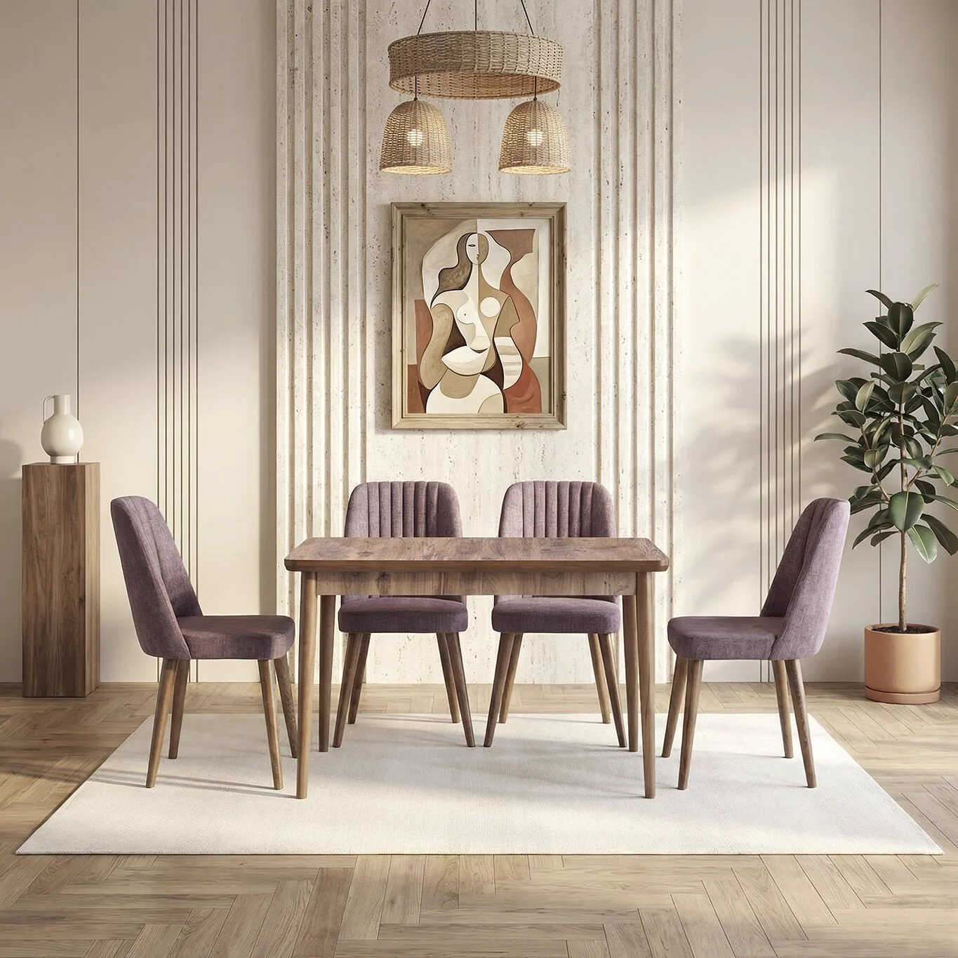 Mix Antique Table & Valenta Chair Set HDR1434
