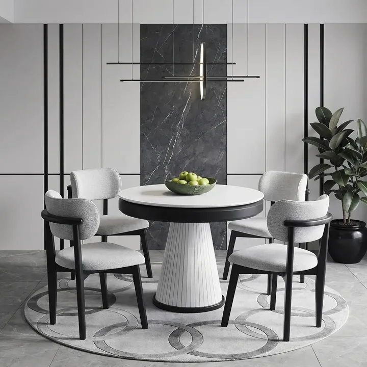 Mantar White Table & Atlas Chair Set HDR1433